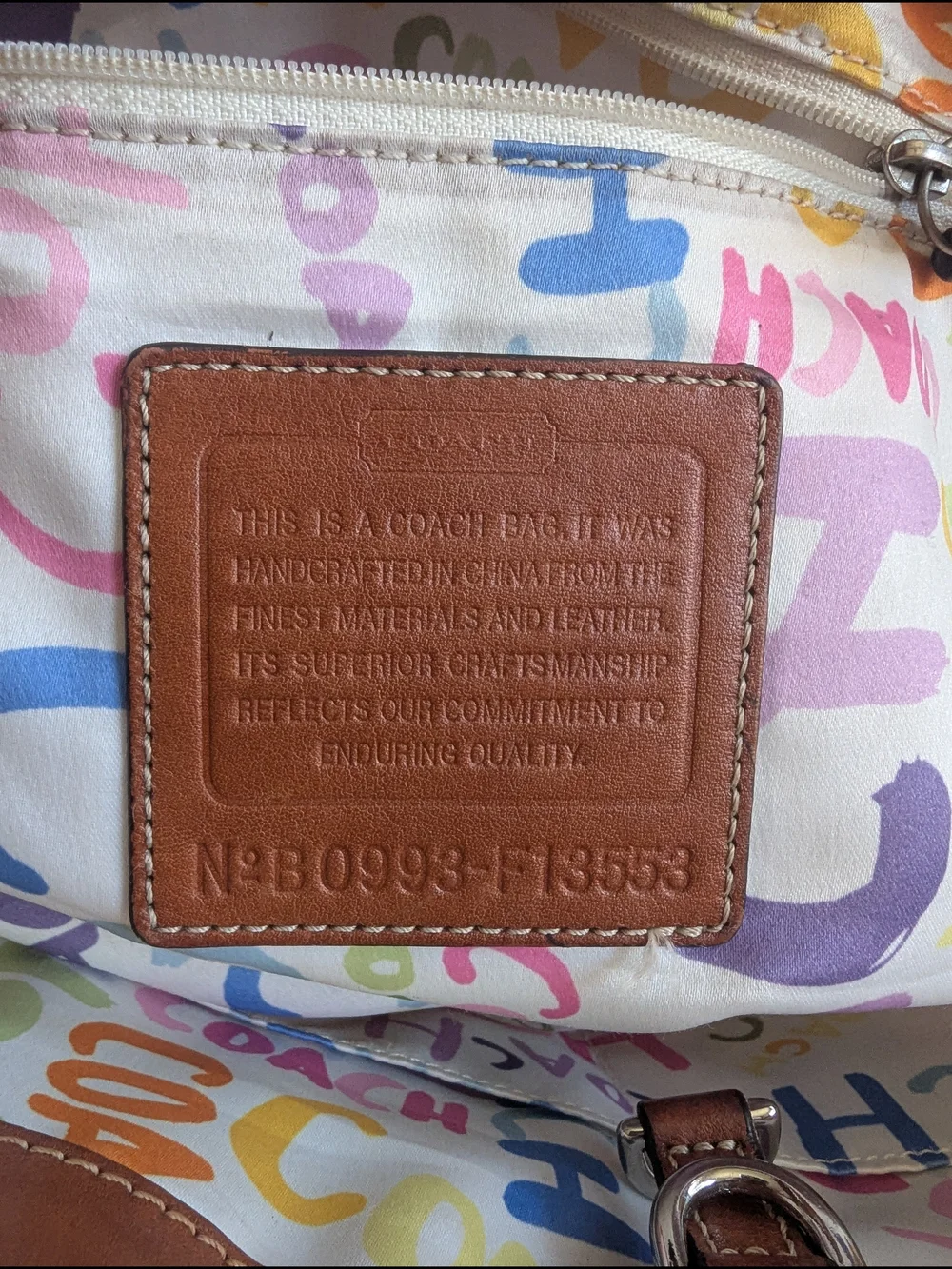 vintage Coach Hampton Pastel Striped Canvas Tote Bag
